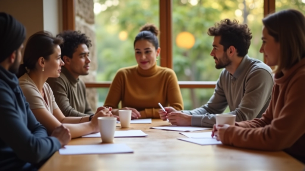 Réunion communautaire montrant le soutien et la collaboration entre personnes