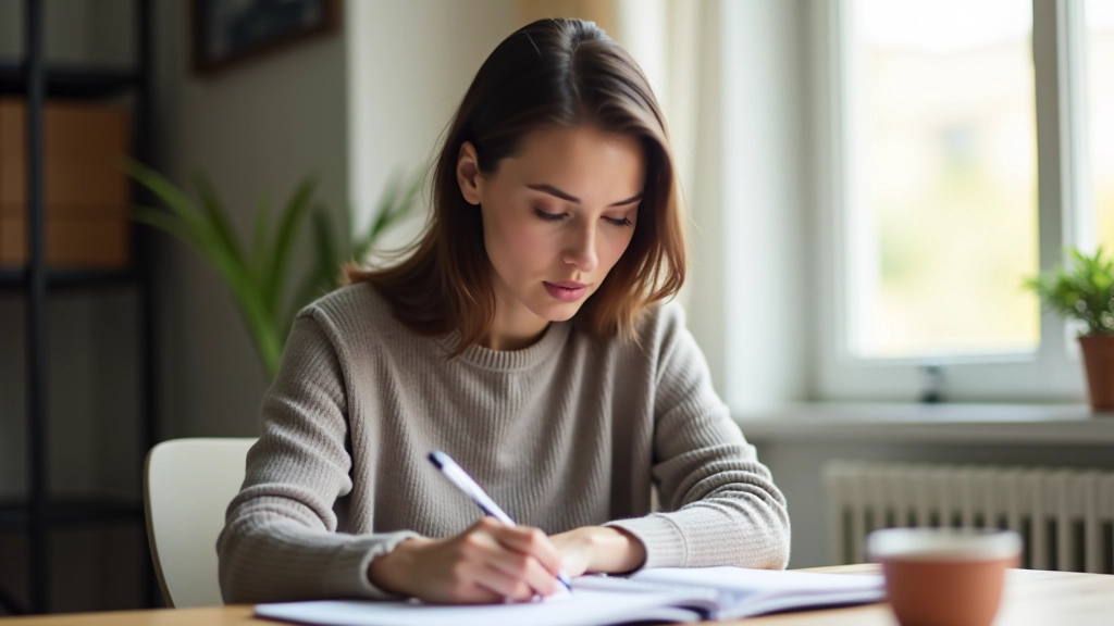 Bloc-notes avec calculs budgétaires et stylo sur un bureau minimaliste