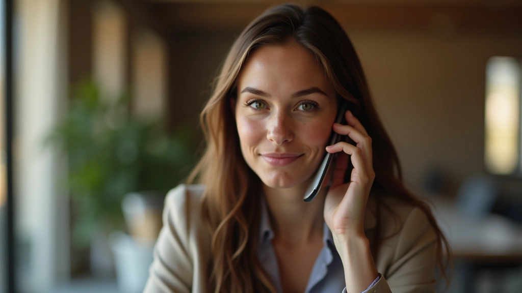 Femme souriante au téléphone discutant de budget